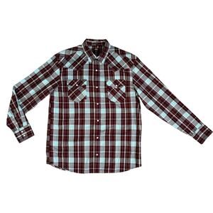 Dickies Men's Western Shirt Medium Plaid Pearl Snaps Relaxed Fit Ranch Rodeo EUC